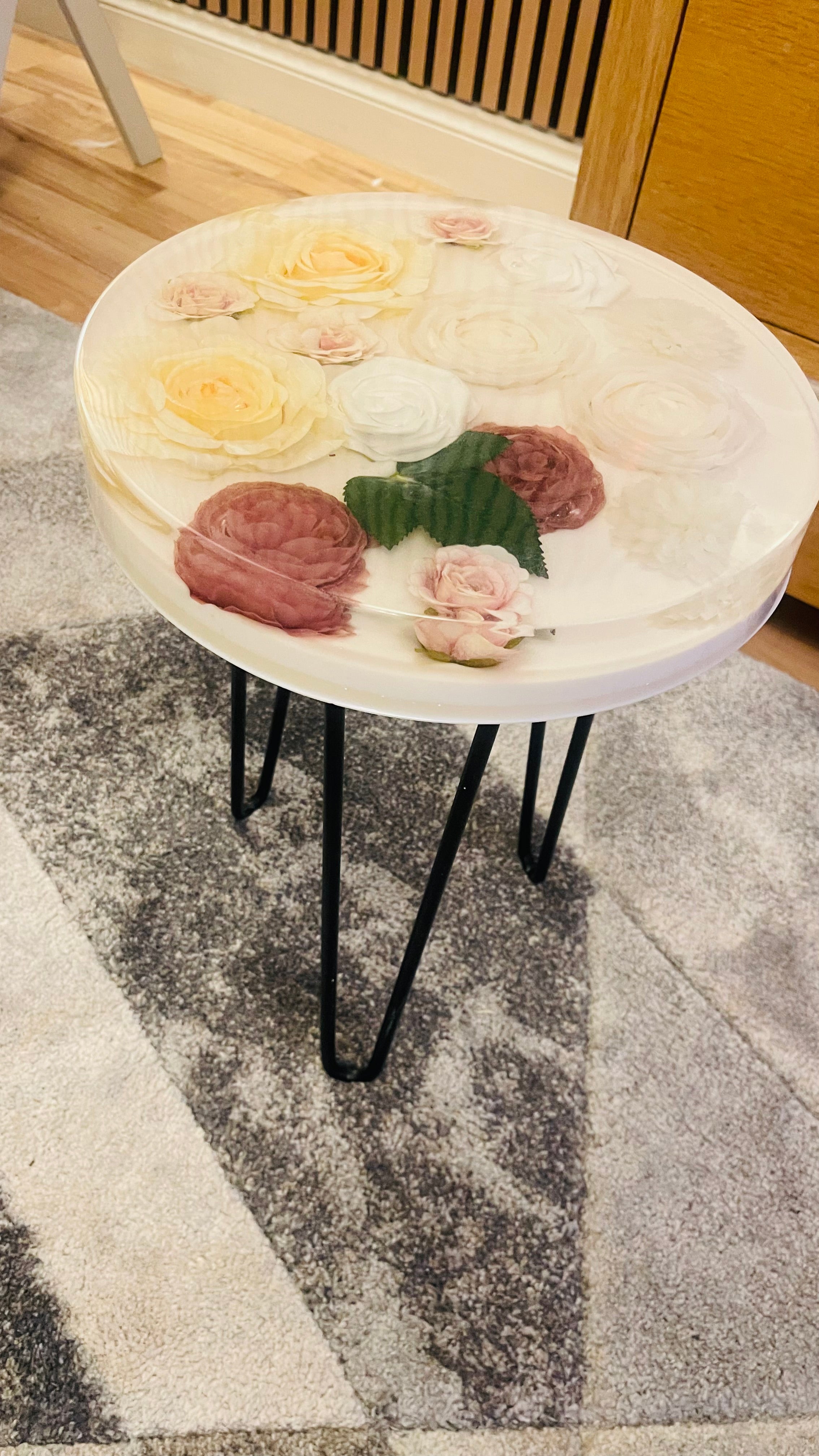 Floral Resin Side Table