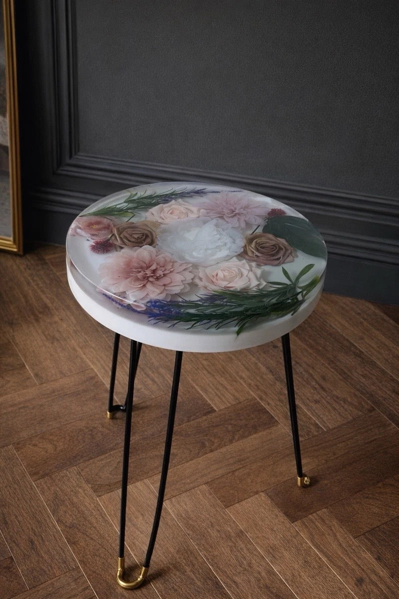 Floral Resin Side Table