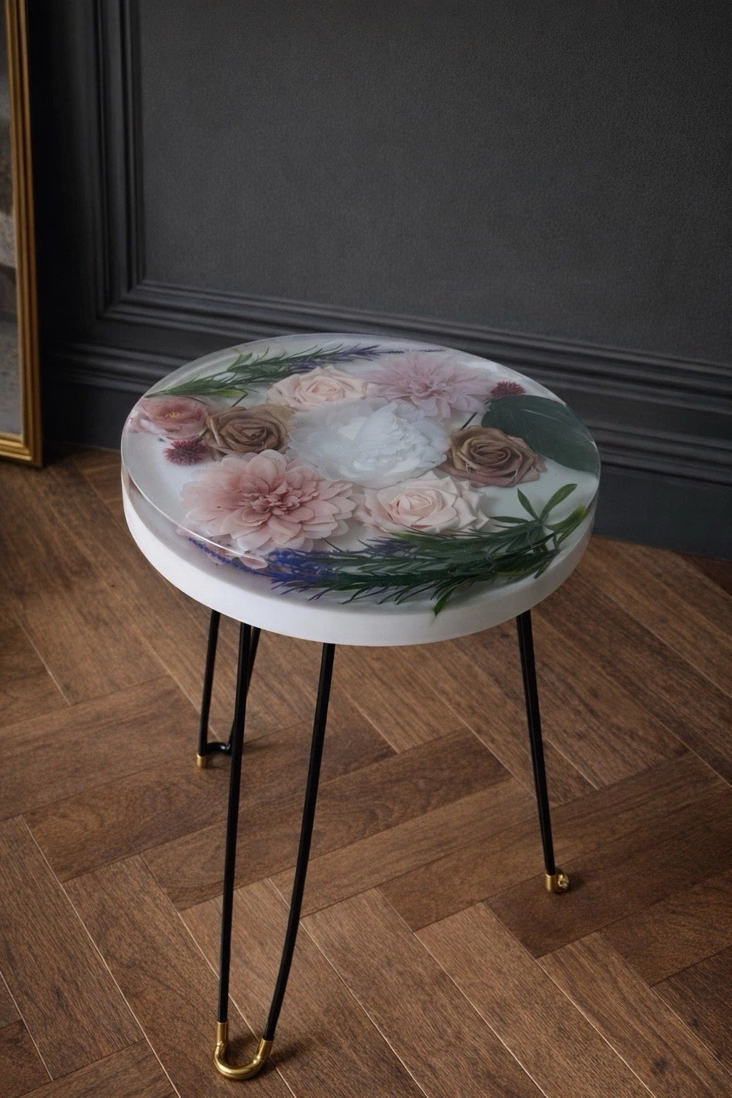 Floral Resin Side Table