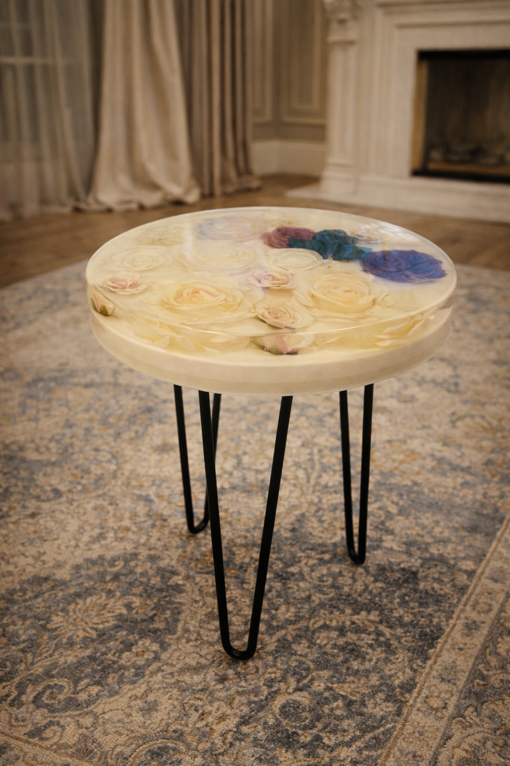 Floral Resin Side Table