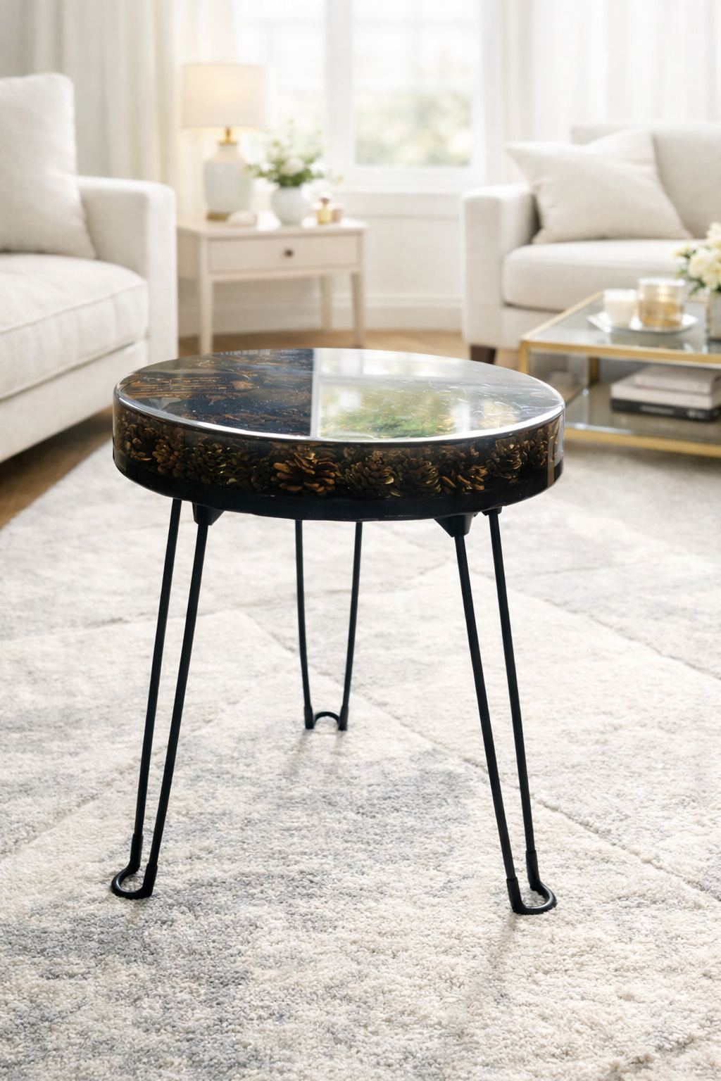 Pine Cone Resin Side Table