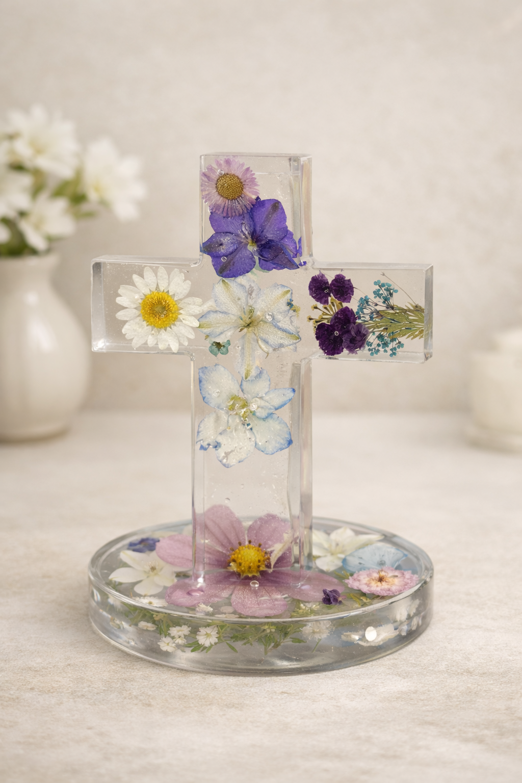 Personalised handmade Memorial Resin Cross